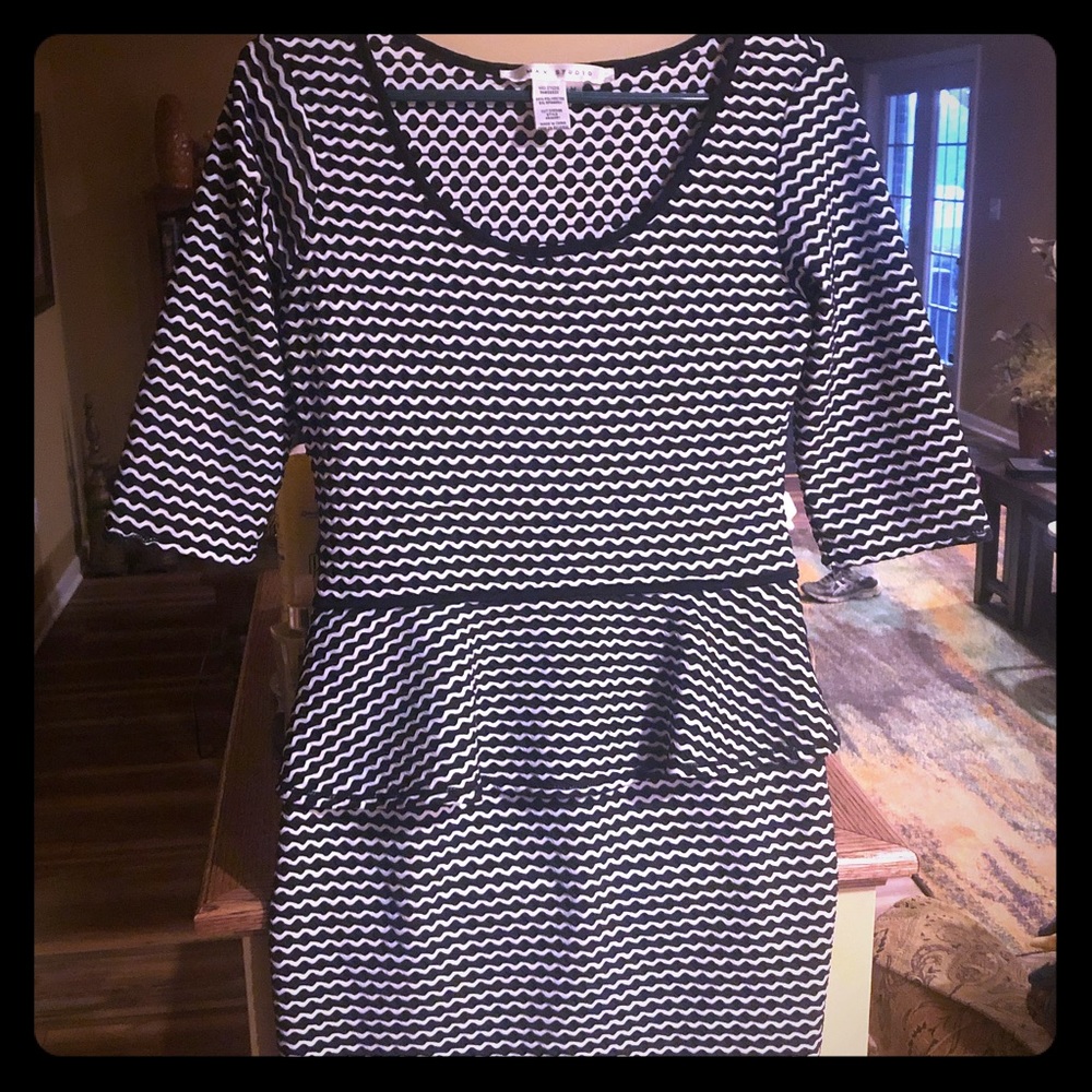 Black & White Peplum Dress - Picture 1 of 3